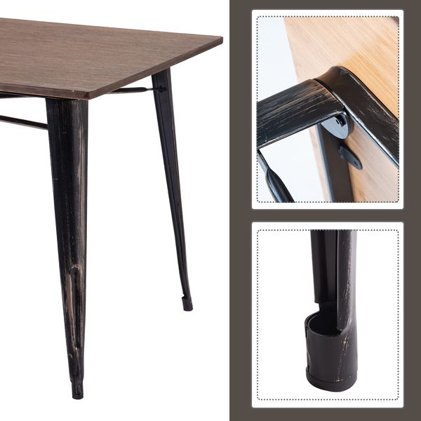 Table à manger rectangulaire de style antique TREXM avec pieds en métal noir vieilli PP036324DAA3423