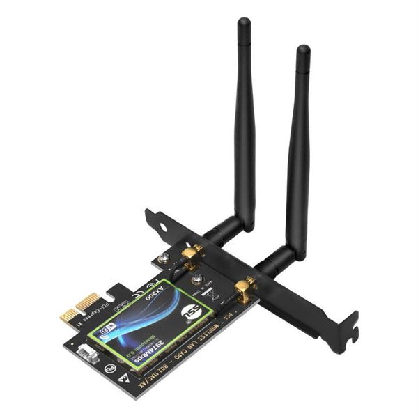 Antenne de bureau 3 5 DB WIFI6 AX200 double fréquence Gigabit PCI-E carte réseau sans fil intégrée Bluetooth 5 0 récepteur WIFI 29742165