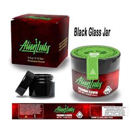 3,5 gram Alienlabs glazen potlabels en doos 60 ml zwarte glazen pot