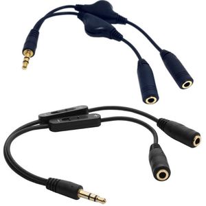 3.5 casque 1/2 câble audio couple câble avec réglage 1/2 câble réglage du volume contrôlable addition et soustraction du son