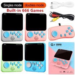 3,5 inch draagbare G7 handheld game console klassieke retro videogames ingebouwde 666 games single dubbele speler av out pocket game console kleurrijk lcd display