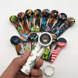 Cuchara de silicona de 3,5 pulgadas, pipa de mano, Mini pipa de agua de silicona, Dabble para hierba seca, impresiones personalizadas, accesorios para fumar