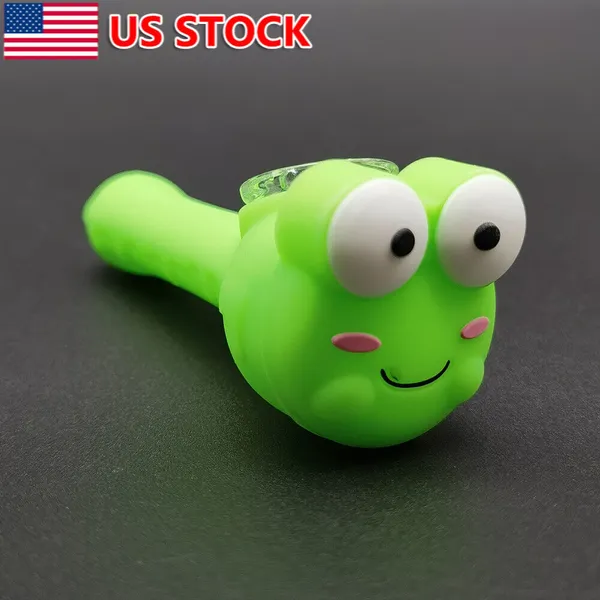 Accessoires de Pipe à main en Silicone en forme de grenouille verte incassable de 3.5 pouces