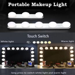 3 5 bombillas LED tocador tocador luz USB atenuación continua espejo de maquillaje luz Color temperatura lámpara de pared ajustable