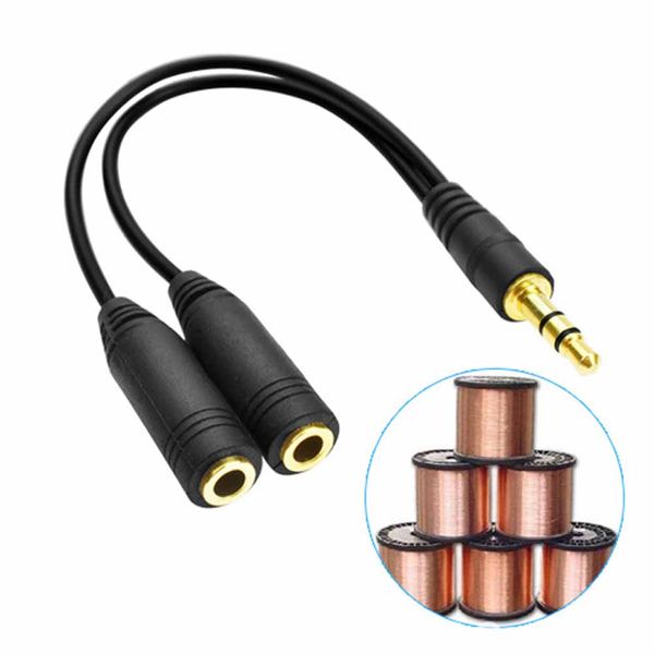 Câble AUX 3,5 mm Câble audio stéréo Micphone Y Splitter Adaptateur 1 femelle à 2 mâle Cordon connecté à l'ordinateur portable