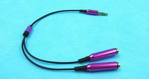 3.5 MM JACK AUX AUDIO KABEL 1 MANNELIJKE NAAR 2 FEMALE HOPPHONE SPLITTER Y Metalen verlengkabel voor autotelefoon Tablet Audiokabel 300pcs / lot