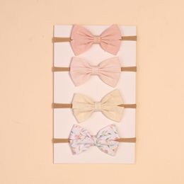 3.5 "imprimés floraux cheveux arc en Nylon bébé bandeaux enfant filles pinces à cheveux solide noeud bébé fille épingles à cheveux Barrettes enfant