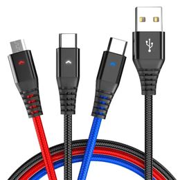 Câble USB type-c 3 en 1 pour recharge rapide, 3,5 a, 1.2M, Micro LED USB-C, pour Samsung S22, S24, S23, Nokia, LG Pixel, Xiaomi