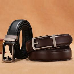 Ceinture en cuir véritable pour hommes, 3.5cm, en alliage, boucle automatique, deux couches de peau de vache, Business décontractée, vente en gros, 240202