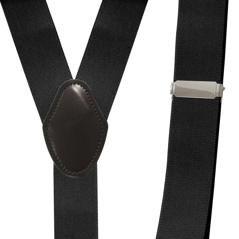 3.5CM Men's Suspenders 6 Clips Leather Vintage Suspenders for Men's Suit Pants Adjustable Y-Shaped Straps Box Packing B0803