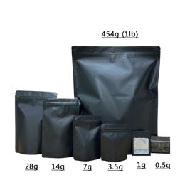3.5g 7g 28g 1lb noir mat sacs en mylar refermables sacs en plastique fermeture à glissière pochette debout sac d'emballage anti-odeurs sac d'emballage de stockage noir sacs d'emballage