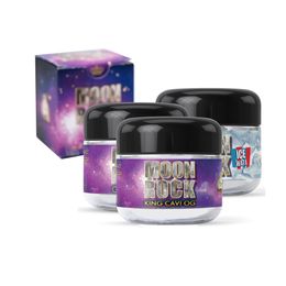 3,5 g Flower Moon Rock Label glazen pot verpakking 60 ml containerfles met zwart deksel kleine doos