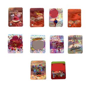 3.5g mylar sacs d'emballage gelato framboise blanc Zipper Pouch Storage Retail Package Packaging