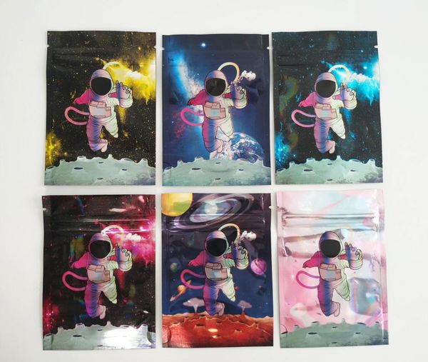 3.5g Sacs d'emballage Space Astronaut Mylar Bags Design Smell Proof Pouch Emballage Stand Up Pouches Zipper Print Sac d'emballage refermable Vente en gros