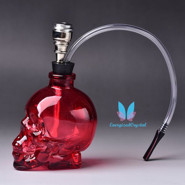Pipa de agua portátil con calavera roja sólida, cachimba de cristal para fumar, Shisha, esqueleto, botella de cristal, accesorios, regalo para hombres