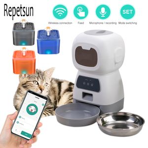 3.5L WiFi App Automatische Smart Food Pet Feeder voor Cats Dogs 2l Drink Fountain Filter Dispenser Water Feeder