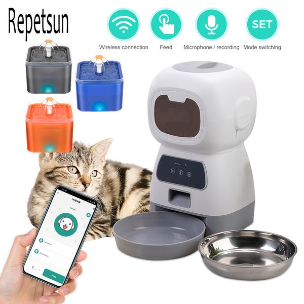 3.5L Wifi Aplicación Automática Smart Food Feeder para gatos Dogs 2L Bebida Filta Filtro de agua Alimentador de agua