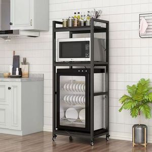 3-5layer armoire de désinfection rack de stockage cuisine petit réfrigérateur four micro-ondes cuisinière électrique un étage sur le sol chariot rack de stockage