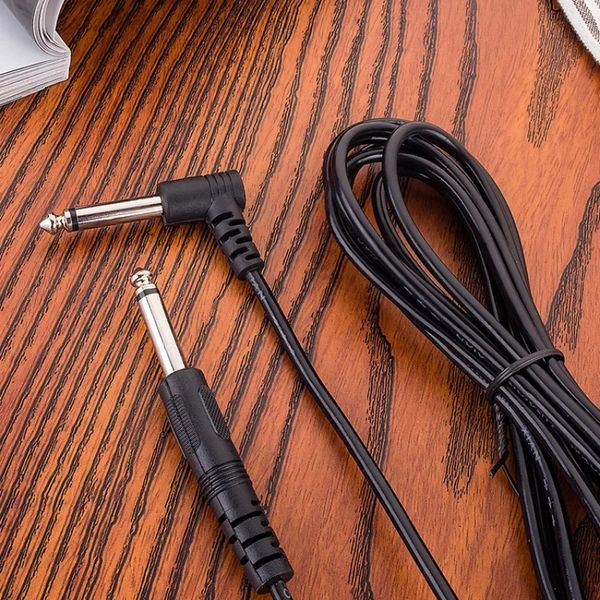 Cable de audio de guitarra de 3 5m/ 10 pies 1/4 pulgadas 6.35 mm recto a ángulo recto con tapón negro ABS con 3 adaptadores1.para el cable de guitarra de instrumentos