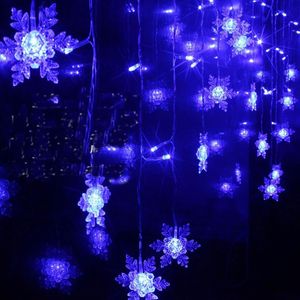 3.5m 100smD Sneeuwvlok LED String Gordijn Lichten Festoen Lichten Vakantie Kerst Bruiloft Decor