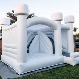 Château de rebond blanc gonflable commercial de PVC durable de 3.5M-5M avec le cavalier gonflable de château de tente de maison de saut de combinaison de toboggan inclus souffleur d'air pour l'amusement extérieur