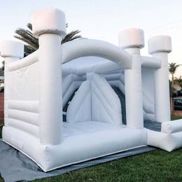 3.5M-5M Durable PVC Comercial Inflable Castillo de rebote blanco con tobogán Combo Jumping House Carpa castillo hinchable puente incluido Soplador de aire para diversión al aire libre