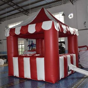 3.5 m-8 m Rood Wit Aangepaste Draagbare opblaasbare stand tent carnaval kubus stand cocessie kiosk voor suikerspin popcorn fast food drank ijs