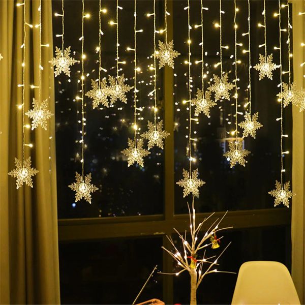Flocon de neige lumineux LED 3.5m, décorations d'arbre de noël, cadeau de noël, décorations pour la maison, nouvel an 2021 Kerst BJ