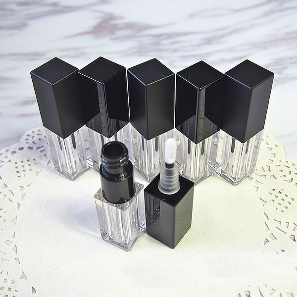 3,5 ML 50 unids/lote tubo de brillo de labios de plástico cuadrado vacío DIY elegante botella de muestra de lápiz labial envases cosméticos paquete de brillo de labios