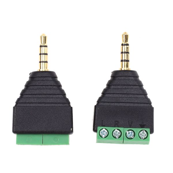 Conector de Audio AUX de 4 polos de 3,5mm conector de pista de sonido estéreo macho conector sin soldadura adaptador de bloqueo de tornillo DIY