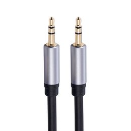 Cables de audio de 3,5 mm aux Aux Extensión de automóvil estéreo Aluminio Audio Cable de audio para coches MP3 Altavoz Diámetro de alambre duradero Cobre negro