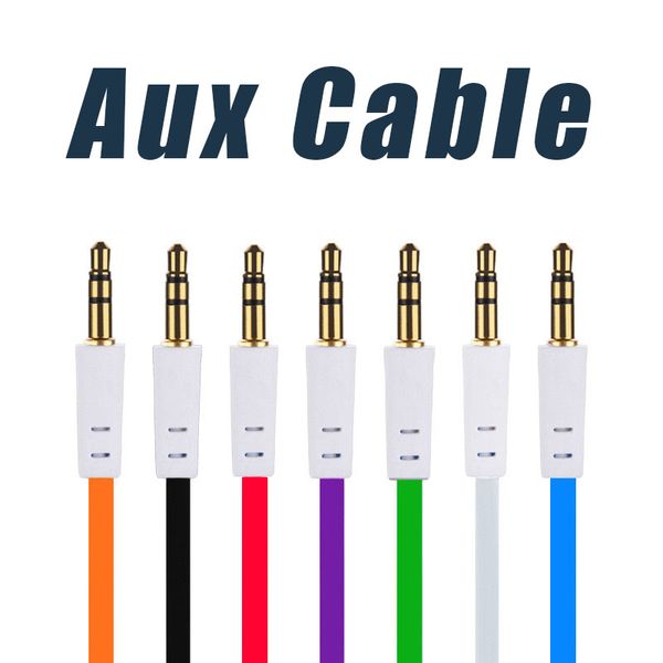 Câble Audio auxiliaire plat coloré de 3.5mm, cordon mâle à mâle universel pour écouteurs MP3, haut-parleur, téléphones portables MP4