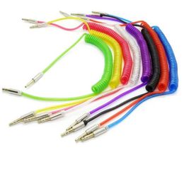Cables de resorte transparentes AUX de 3,5 mm Cable de audio de extensión estéreo masculino para MP3 MP4