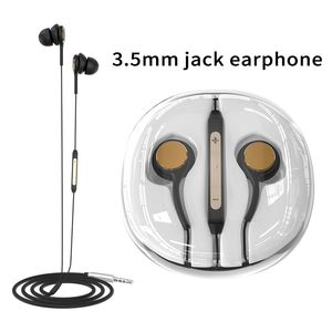 Auriculares auxiliares de 3,5mm para iPhone 6, Xiaomi A1, auriculares con conector en la oreja, cableado con micrófono, Control de volumen con caja de cristal