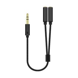 3,5 mm gevlochten audio splitter kabel voor computeraansluiting 1 mannelijk tot 2 vrouwelijke microfoon y splitters aux splitter kabels koorddraad