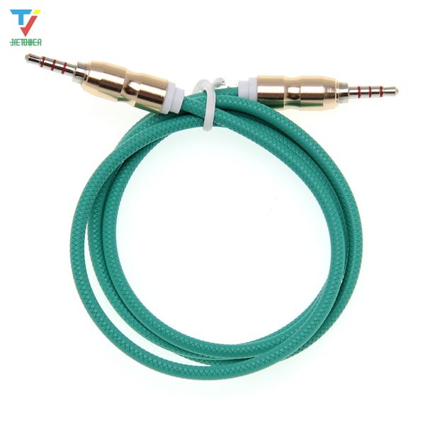 Cabeza de bala de 3,5 mm macho a macho chapado en oro TPE en relieve Cable de audio AUX Cable