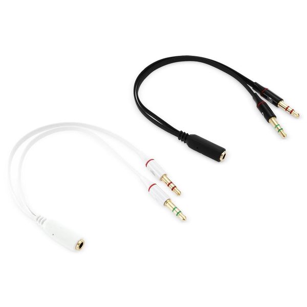 Adaptateur de câble de données 3,5 mm Câble convertisseur plaqué or 2 en 1 pour casque pour téléphone intelligent Mic PC