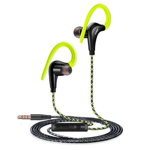 Auriculares deportivos colgantes de oreja de 3,5mm, gancho para la oreja de 1,25 m, auriculares con cable para smartphone, auriculares impermeables en la oreja con micrófono