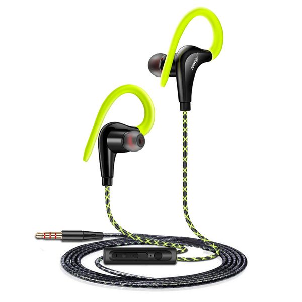 3.5mm oreille suspendus Sport écouteur 1.25m crochet d'oreille filaire casque pour smartphone dans l'oreille étanche casques avec Microphone