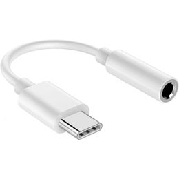 Adaptador de conector para auriculares de 3,5 mm para iPhone 15, cable USB C a dongle de audio auxiliar (blanco)