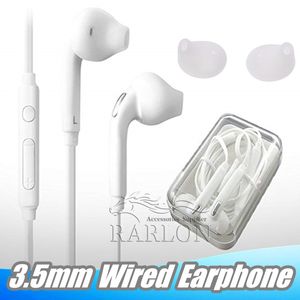 Auriculares intrauditivos de 3,5 mm Auriculares con cable Auriculares con control de volumen de micrófono para Galaxy S6 S8 S9 con paquete minorista