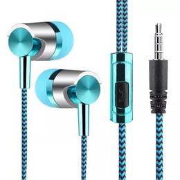 3,5 mm in-ear stereo-oordopjes oortelefoon bekabeld nylon geweven kabel oortelefoon headset met microfoon voor Xiaomi