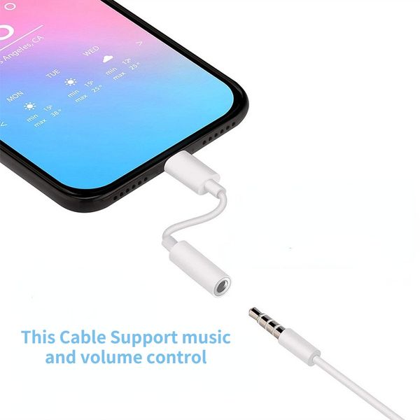 Cable adaptador de audio Jack de 3,5 mm Iluminación a convertidor de auriculares de 3,5 mm