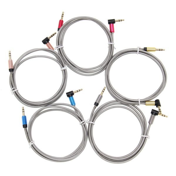 3.5mm Jack Câble Audio 3.5 Mâle à Mâle Angle Droit 90 degrés De Voiture Aux Auxiliaire Câble Audio Cordon Prend En charge de Téléphone PC en gros 100 pcs