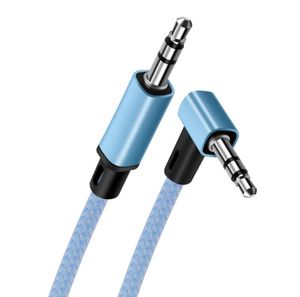 3.5mm Jack Audio Kabel Mannelijk naar M 90 graden Rechthoek Aux Kabels voor Auto Hoofdtelefoon MP3 / 4 Koord Mobiele Telefoon