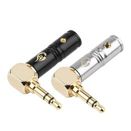 Conectores de enchufe de auriculares de Jack de 3.5 mm Ángulo recto 3 polos Hifi auriculares Hifi 90 grados Adaptador de audio soldadura dorada plateador negro plateado