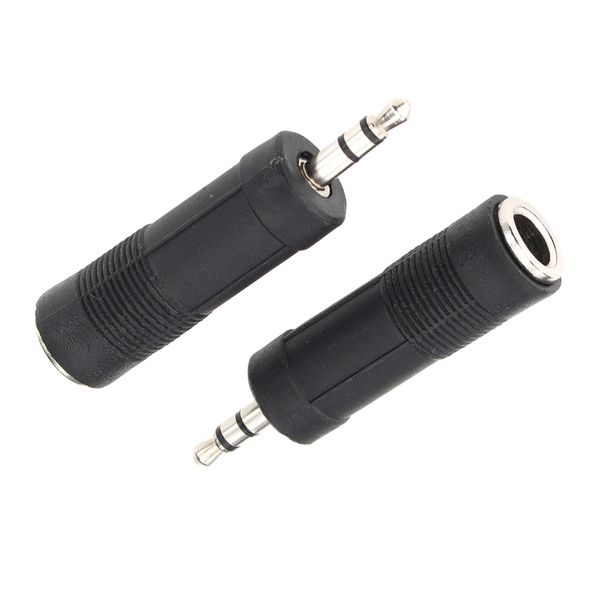 Plugue macho de 3,5 mm para fêmea de 6,35 mm 3 pólos Conector Adaptador de áudio para fone de ouvido AUX Amplificador Jack Conversor estéreo para celular PC Notebook Alto falante