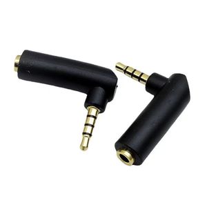 Conector auxiliar macho a hembra de 3,5mm, convertidor en forma de L en ángulo de 90 grados, adaptador de enchufe estéreo para auriculares, conector de micrófono de Audio