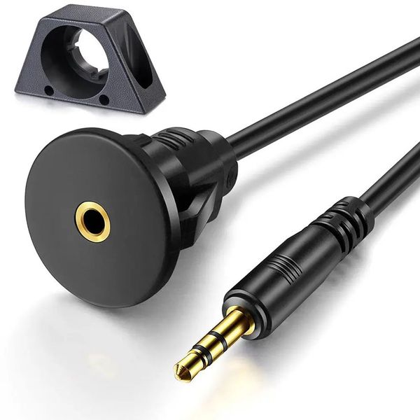 3.5mm mâle à femelle voiture camion tableau de bord panneau encastré câble AUX Audio Jack câble d'extension étanche