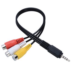 3,5 mm mini aux kabels mannelijke stereo tot 3 RCA vrouwelijke audio video av adapter kabel koord 28 cm